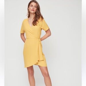 • Babaton Aritzia • Women’s Wallace Wrap Mini Dress
Short Sleeves Yellow XS